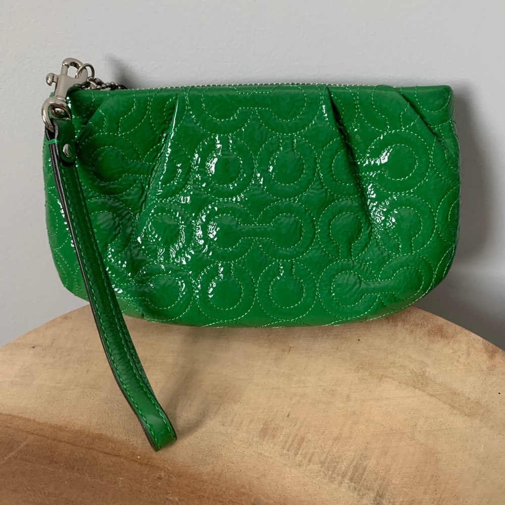 Authentic Coach - Green Patent Leather Wristlet
